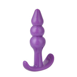 女性のためのピンク/紫色のハンドル リング肛門のプラグの膣の柔らかいシリコーンの肛門のおもちゃ