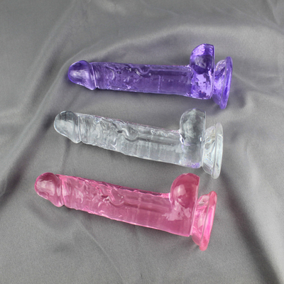 透明な水晶の女性のための現実的な張形の性のおもちゃのPhallusの棒